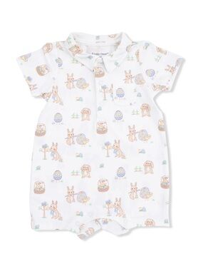 Angel Dear Bunny Egg Hunt Polo Shortie Romper 3-6 6-12 12-18 18-24 months